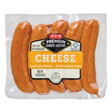 H-E-B Premium Smoked Sausage Links - Cheese, 5 ct