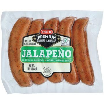 H-E-B Premium Smoked Sausage Links - Jalapeno, 5 ct