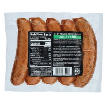 H-E-B Premium Smoked Sausage Links - Jalapeno, 5 ct