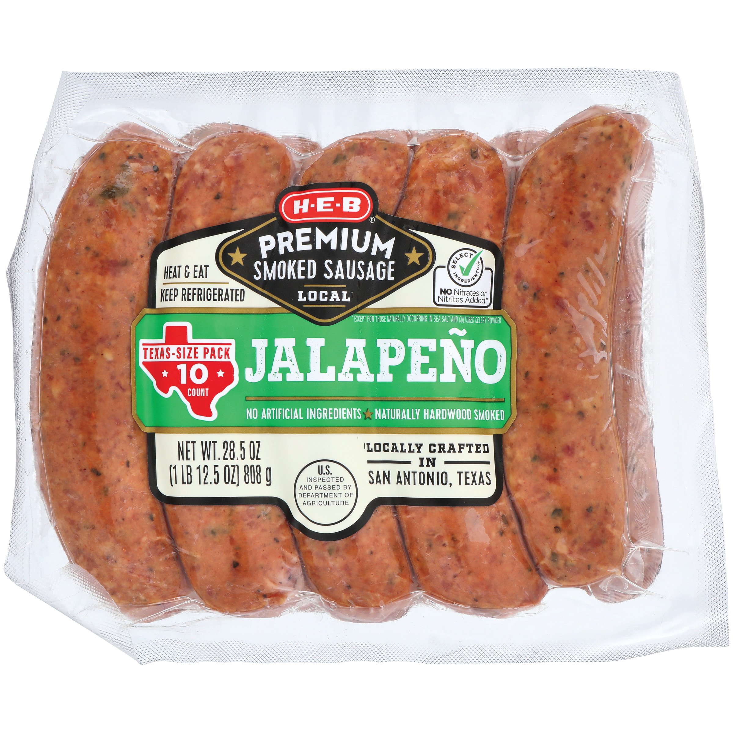 H-E-B Premium Smoked Sausage Links - Jalapeno - Texas-Size Pack - Shop ...