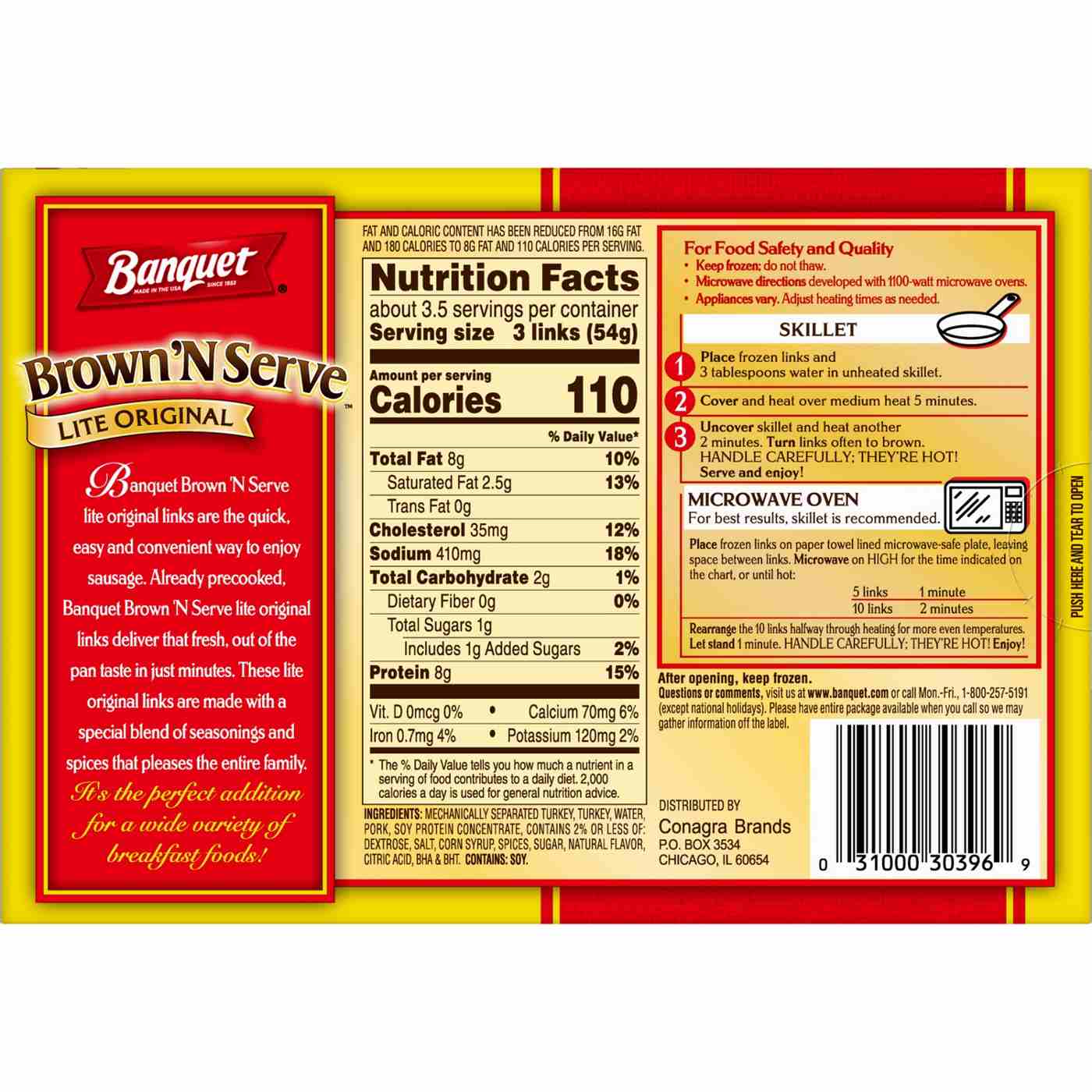 Banquet Brown ‘N Serve Lite Original Fully Cooked Sausage Links; image 6 of 7