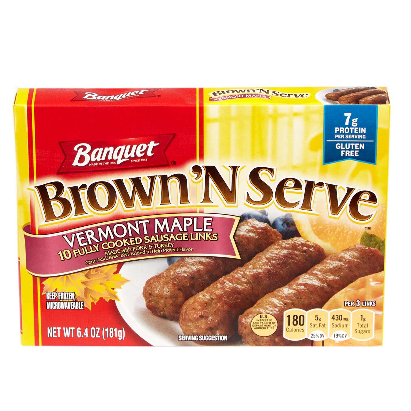Banquet Brown ‘N Serve Vermont Maple Fully Cooked Sausage Links; image 1 of 4