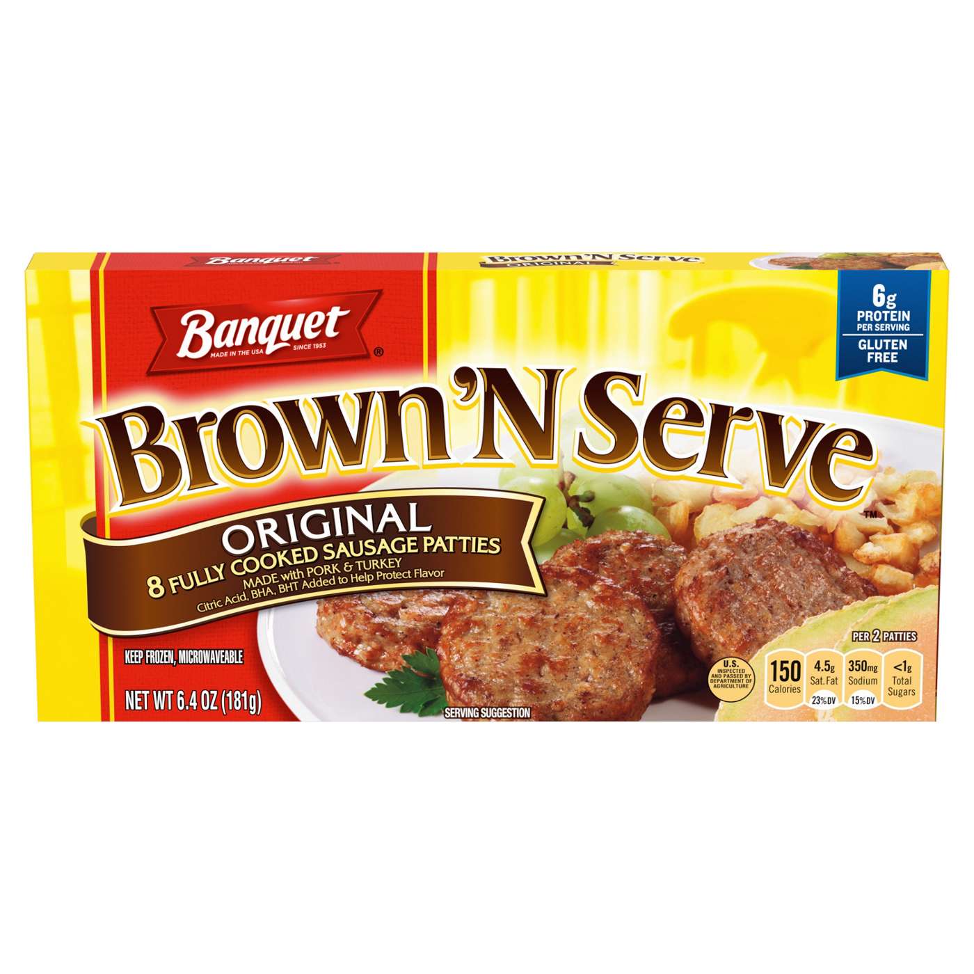 Banquet Brown ‘N Serve Original Fully Cooked Sausage Patties; image 1 of 3