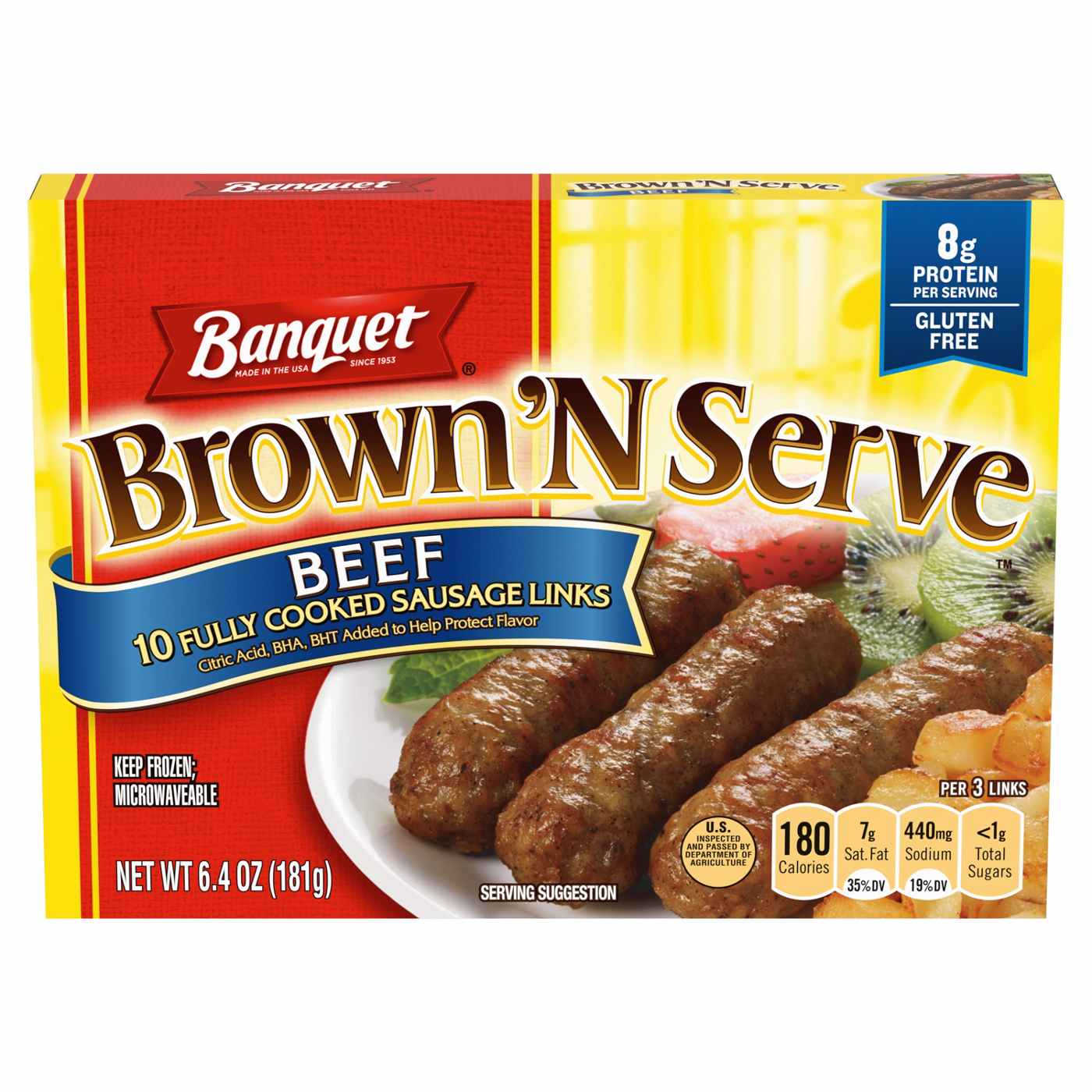 Banquet Brown ‘N Serve Fully Cooked Beef Sausage Links; image 1 of 7