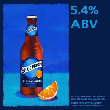 Blue Moon Belgian White Wheat Ale Craft Beer 12 pk Bottles, 12 oz