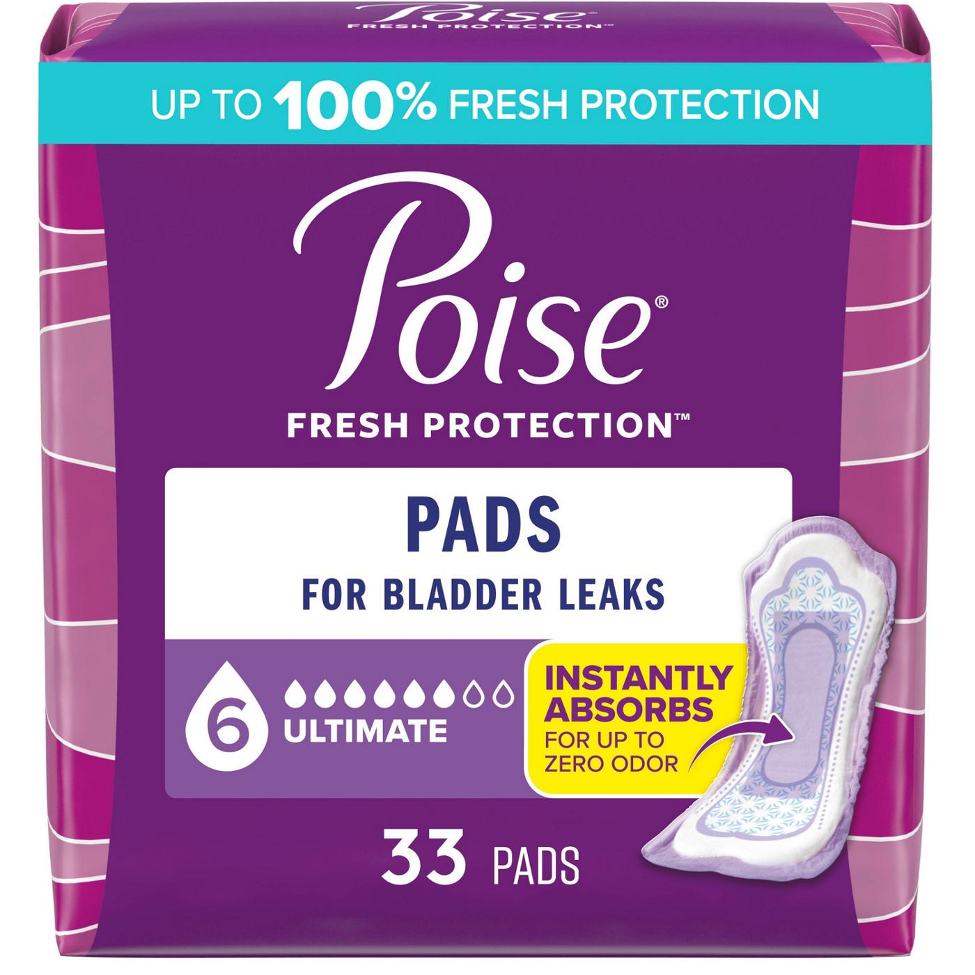 Poise Incontinence Pads, Ultimate Absorbency, Regular Length; image 1 of 3