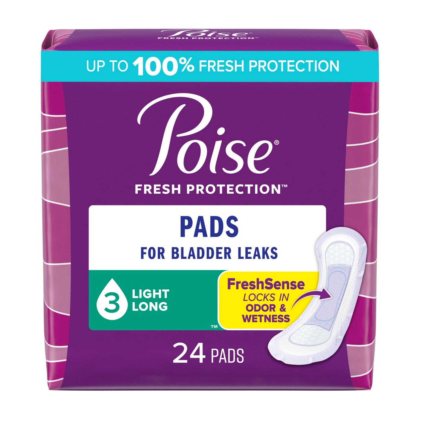 Poise Long Incontinence & Postpartum Pads - Light; image 1 of 7
