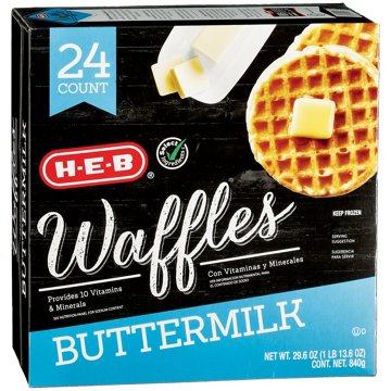 H-E-B Frozen Waffles - Buttermilk, Family Pack, 24 ct