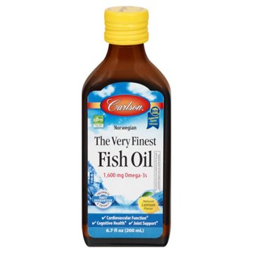 Carlson Norwegian Fish Oil 1600mg Omega-3s - Lemon Flavor, 6.7 oz