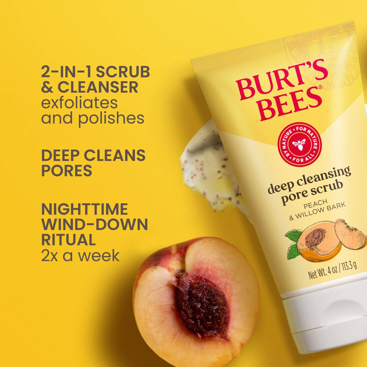 Burt's Bees Deep Cleansing Pore Scrub - Peach & Willow Bark; image 5 of 13