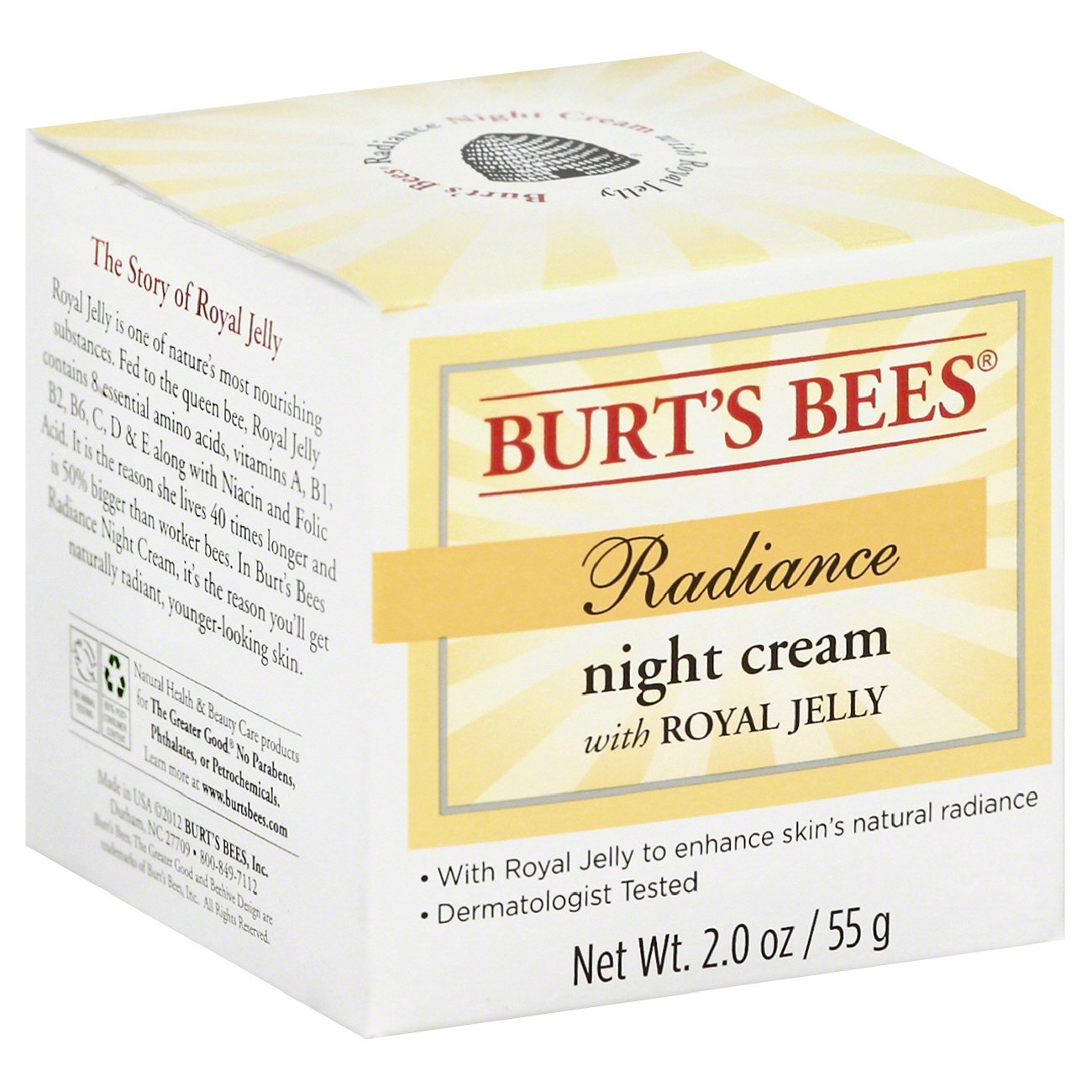 Burt S Bees Radiance Night Cream With Royal Jelly Shop Moisturizers At H E B