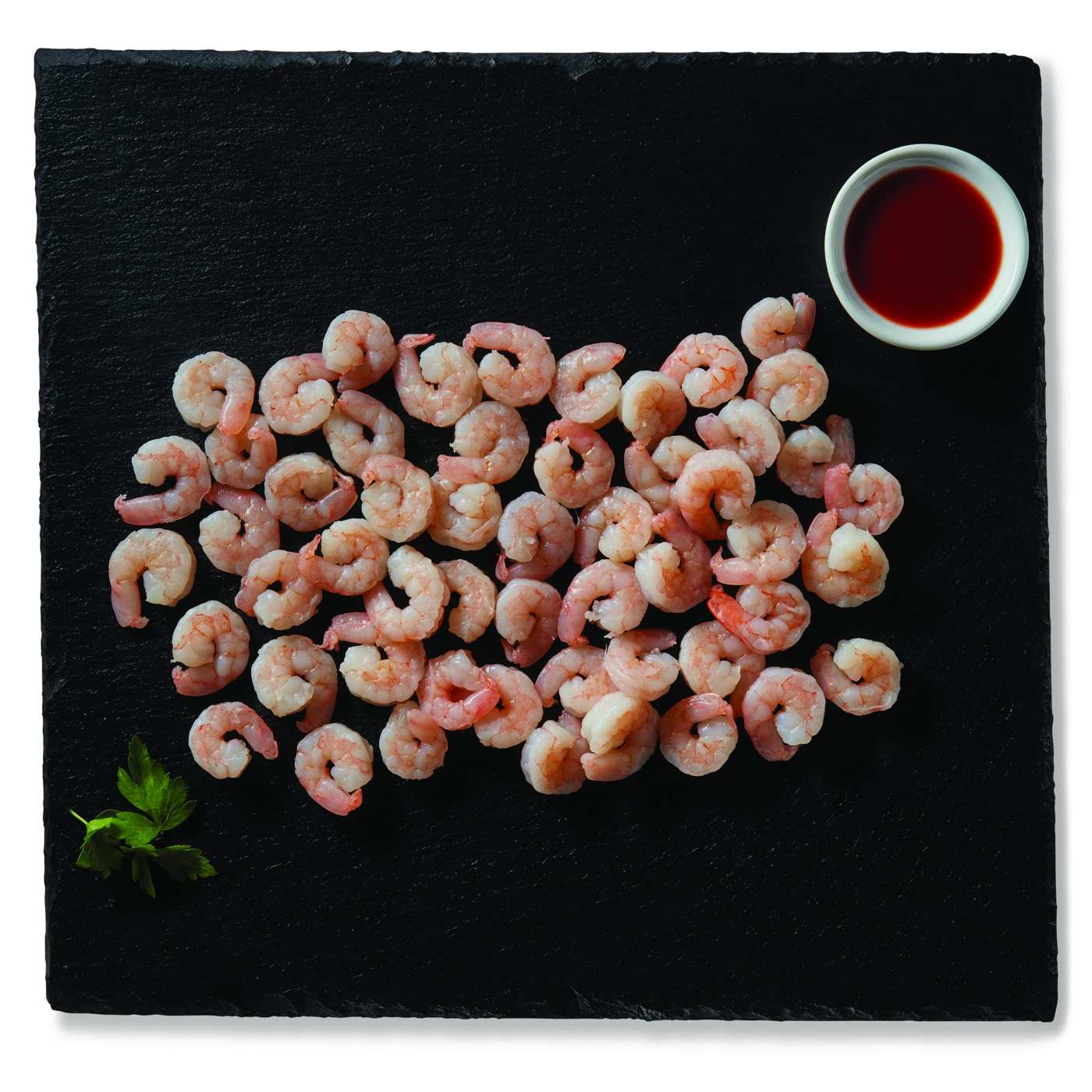 H-E-B Fish Market Peeled Tail-Off Small Cooked Shrimp, 71 - 90 ct/lb; image 1 of 2