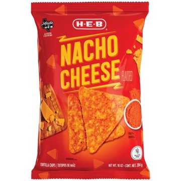 H-E-B Nacho Cheese Flavored Tortilla Chips, 10 oz