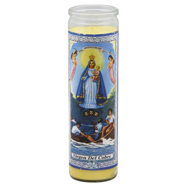 Brilux Virgen del Cobre Religious Candle Yellow Wax Shop Air