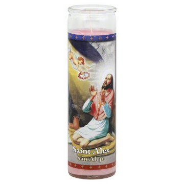 Brilux Saint Alex Religious Candle - Pink Wax, 8"