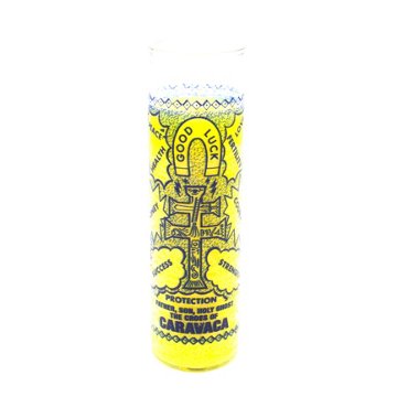 Brilux Cross of Caravaca Religious Candle - Yellow Wax, 8"