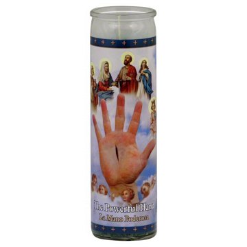 Brilux The Powerful Hand Religious Candle - Blue Wax, 8"
