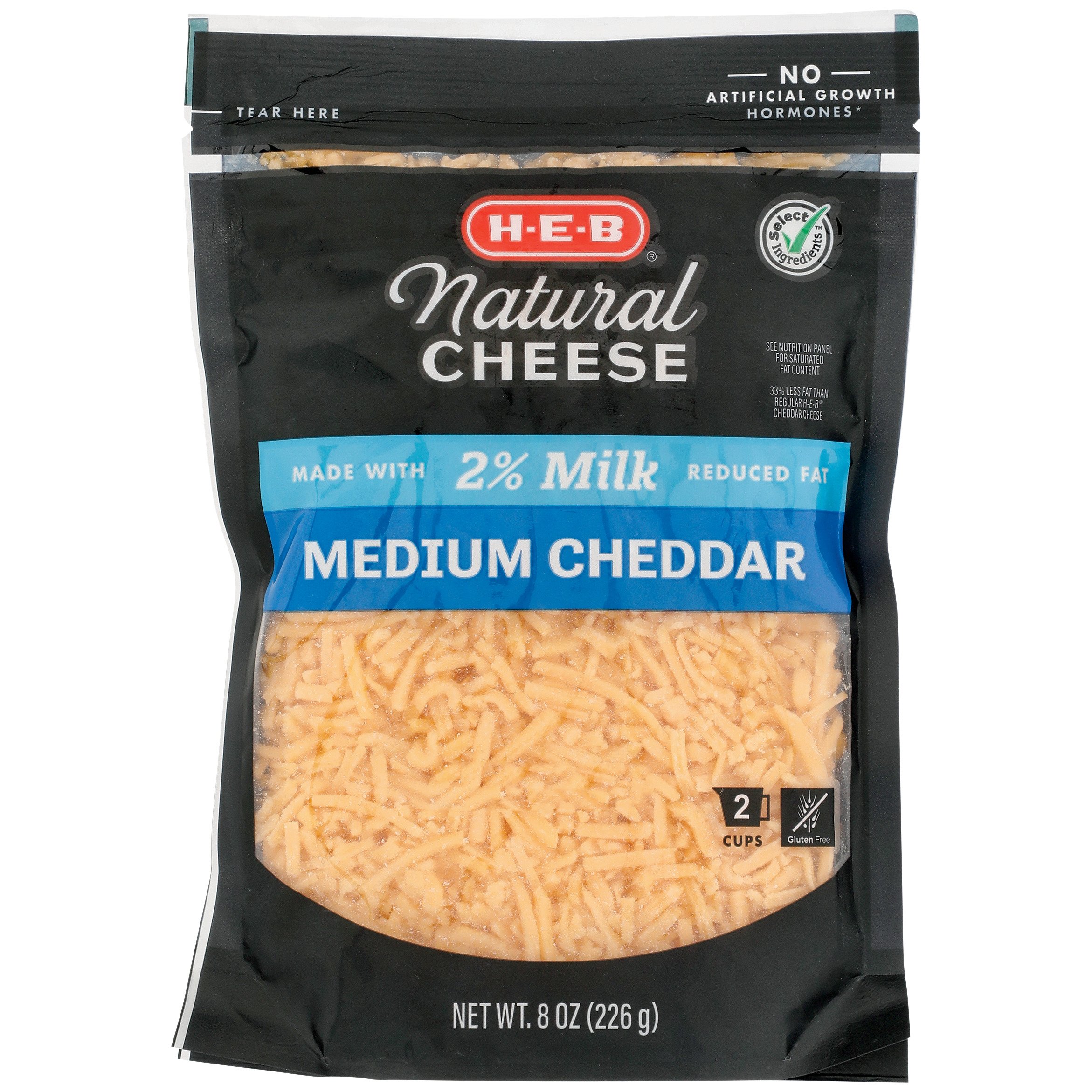 H-E-B Select Ingredients Reduced Fat Medium Cheddar Cheese, Shredded ...