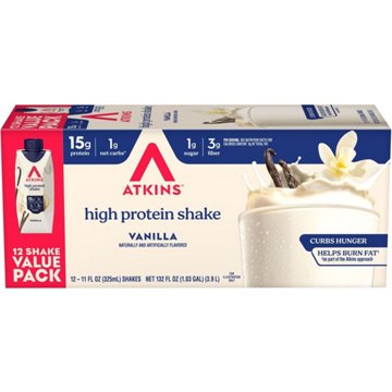 Atkins 15g Protein Shakes 12 pk Bottles - Creamy Vanilla