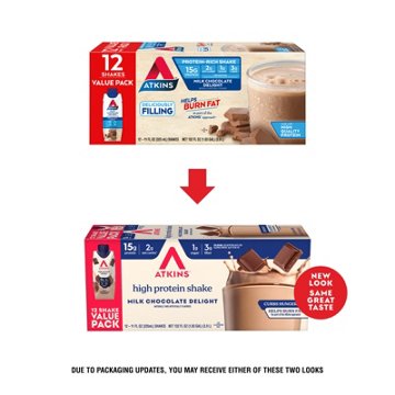 Atkins 15g Protein Shakes 12pk Bottles - Milk Chocolate Delight