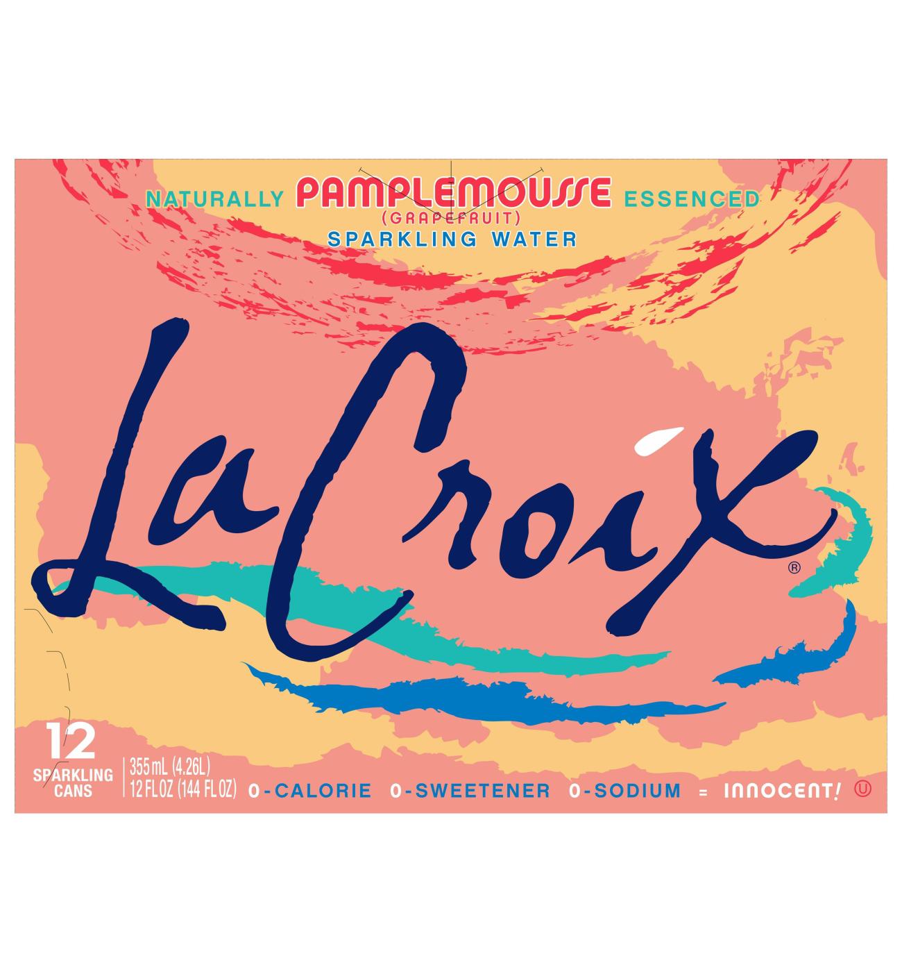 LaCroix Pamplemousse Grapefruit Sparkling Water 12 oz Cans; image 2 of 2