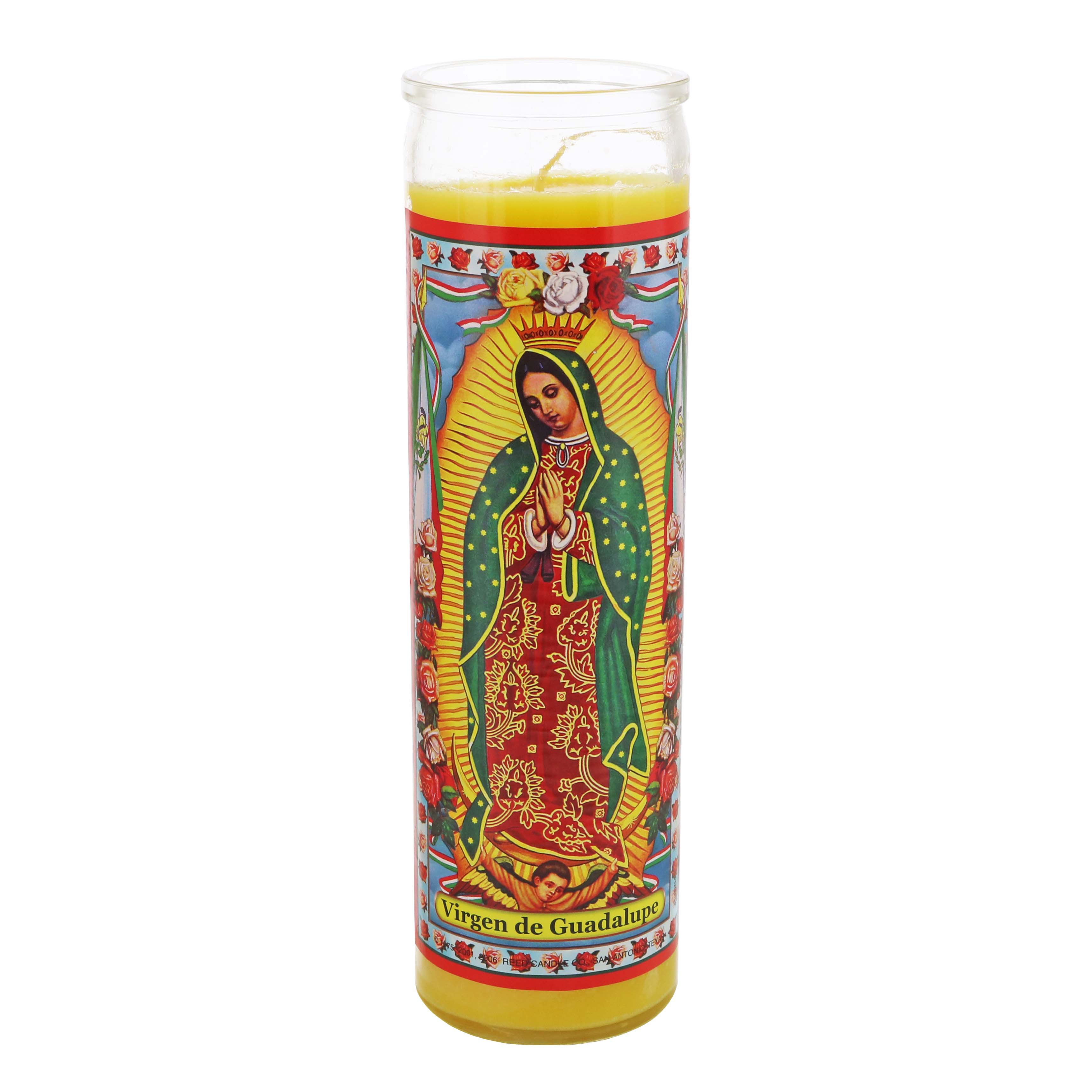 Reed Candle Virgen de Guadalupe Religious Candle Yellow Wax Shop