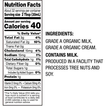 Horizon Organic Half & Half, 1 qt