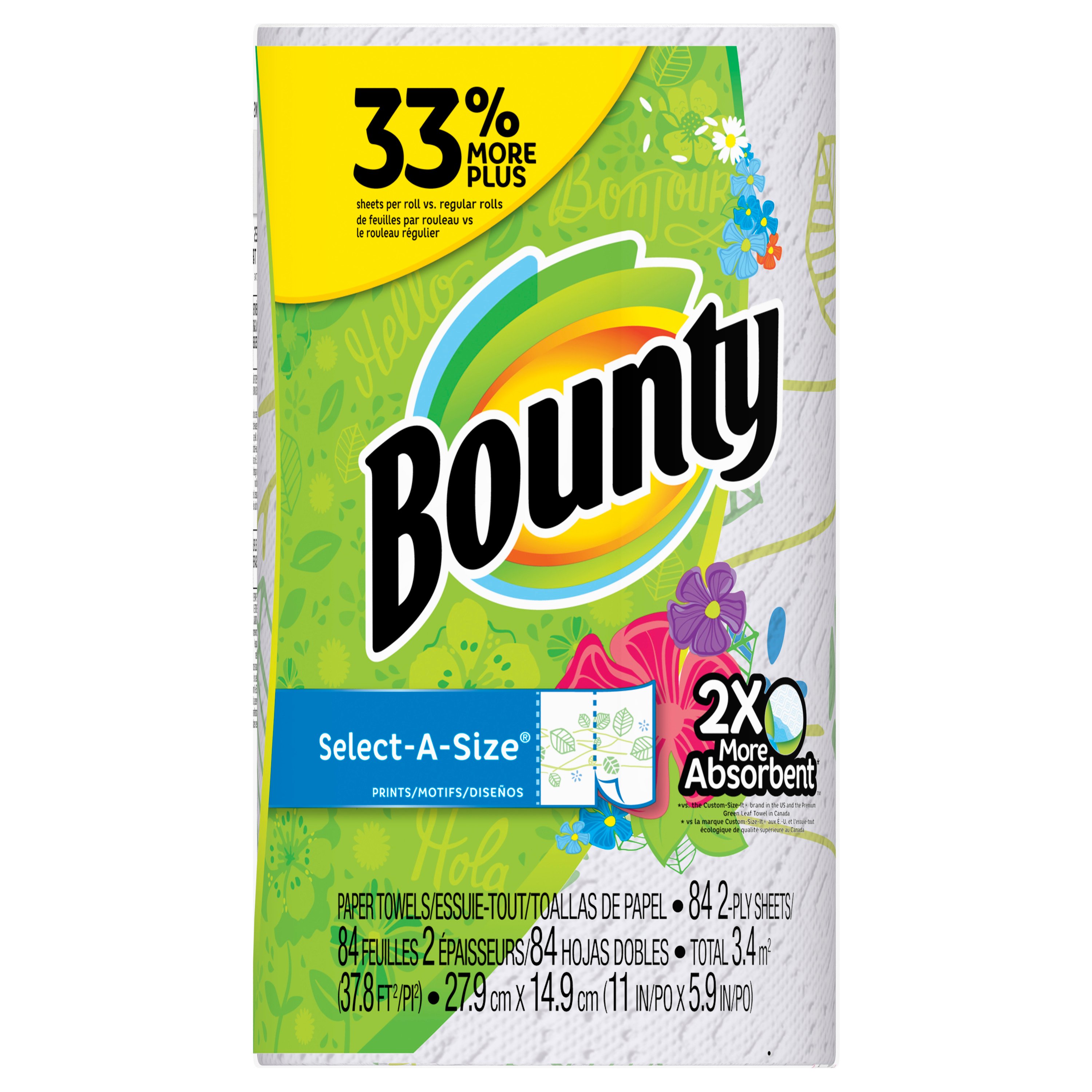 Bounty Paper Towels, Select-A-Size, Prints, 2-Ply, Paper Towels