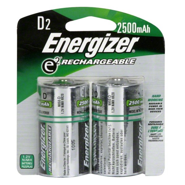 Energizer E2 Rechargeable D Batteries 2500Mah Shop Batteries at HEB