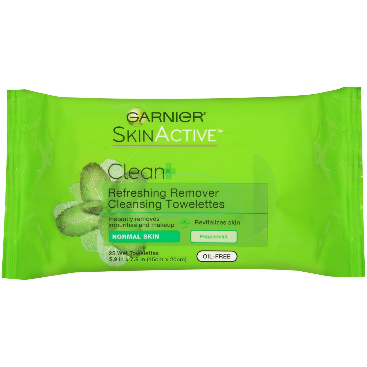 Garnier SkinActive Clean+ Refreshing Makeup Remover Wipes; image 1 of 3