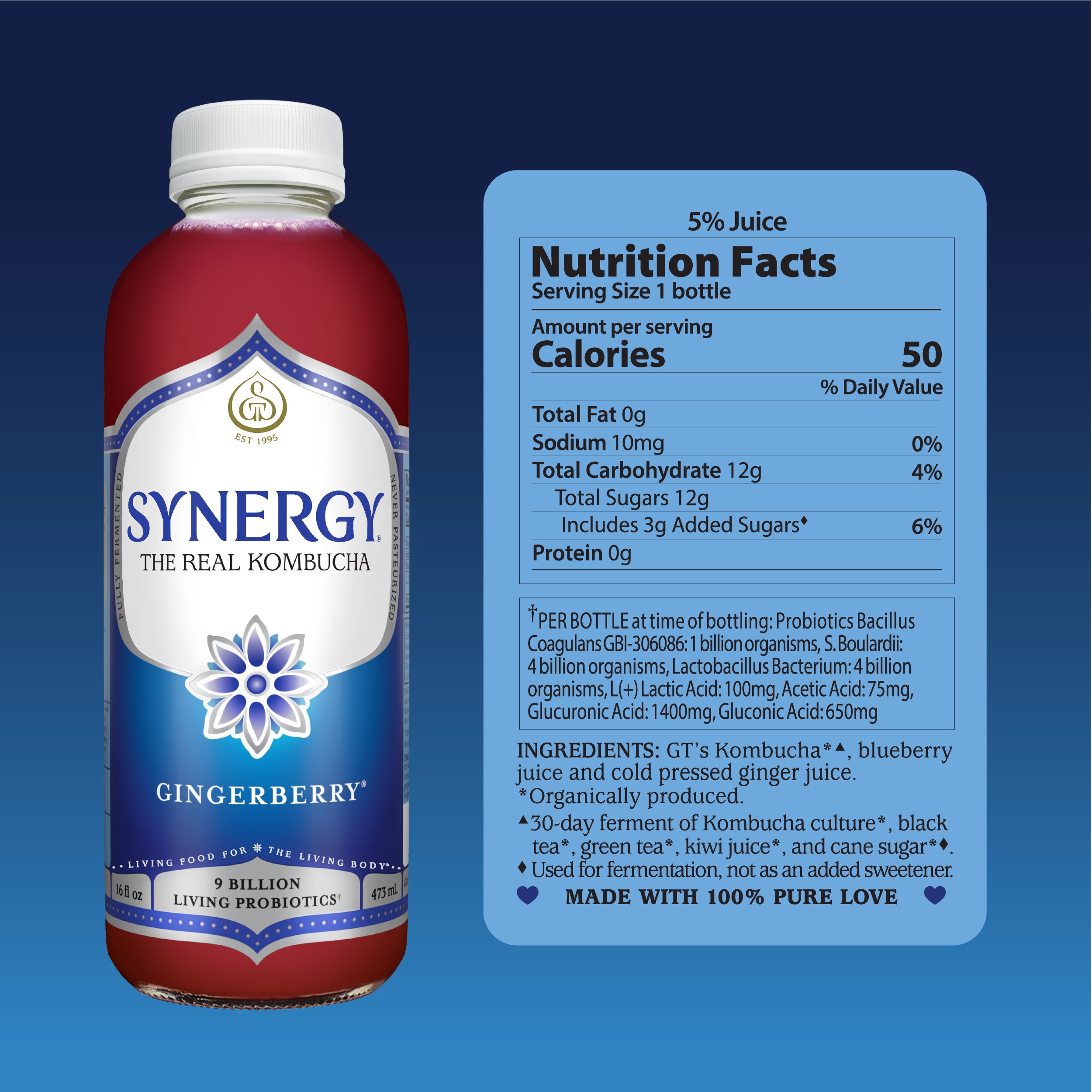 GT's Enlightened Synergy Gingerberry Organic Kombucha, image size:2500x2500
