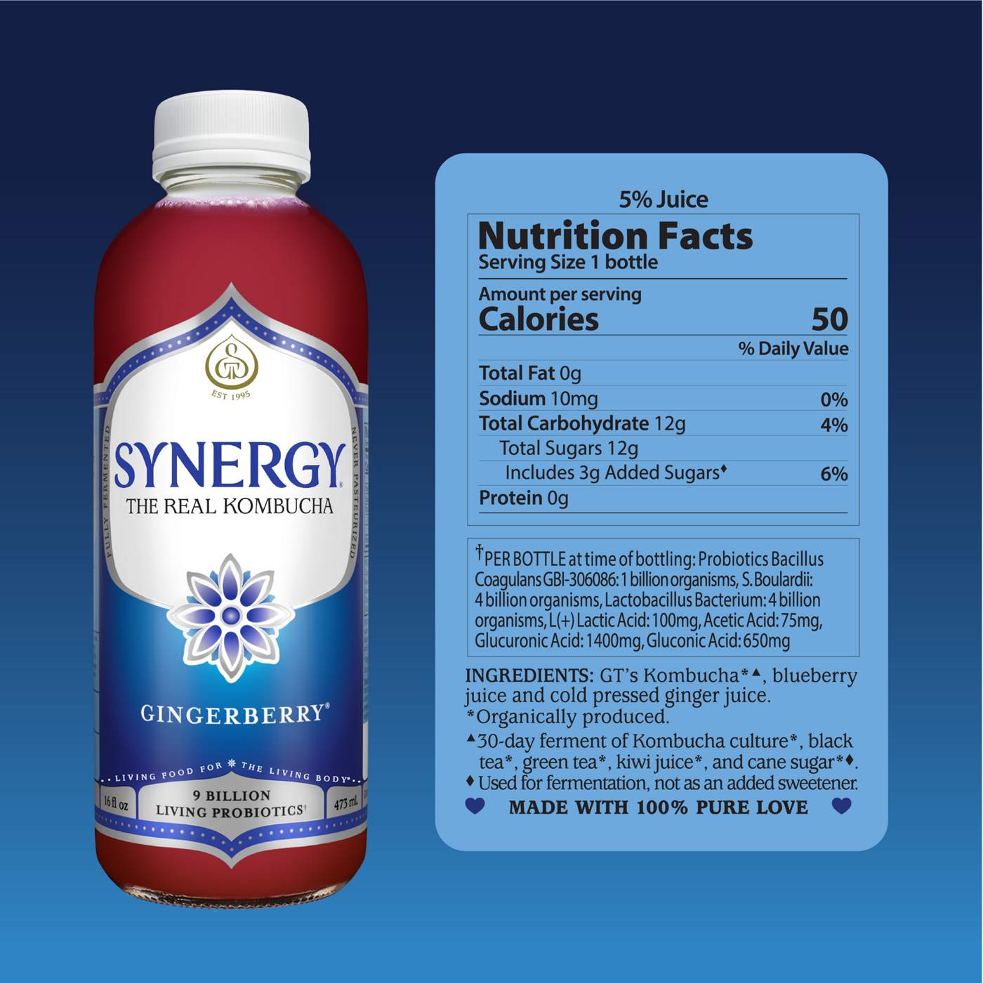 GT's Enlightened Synergy Gingerberry Organic Kombucha; image 2 of 5