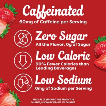 Crystal Light Wild Strawberry On-The-Go Powdered Drink Mix with Caffeine Packets, 10 ct
