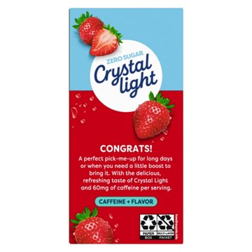 Crystal Light Wild Strawberry On-The-Go Powdered Drink Mix with Caffeine Packets, 10 ct