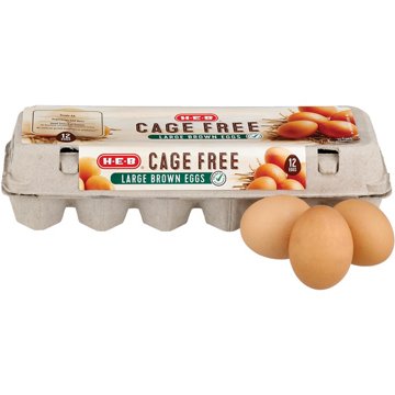 H-E-B Grade AA Cage Free Large Brown Eggs, 12 ct