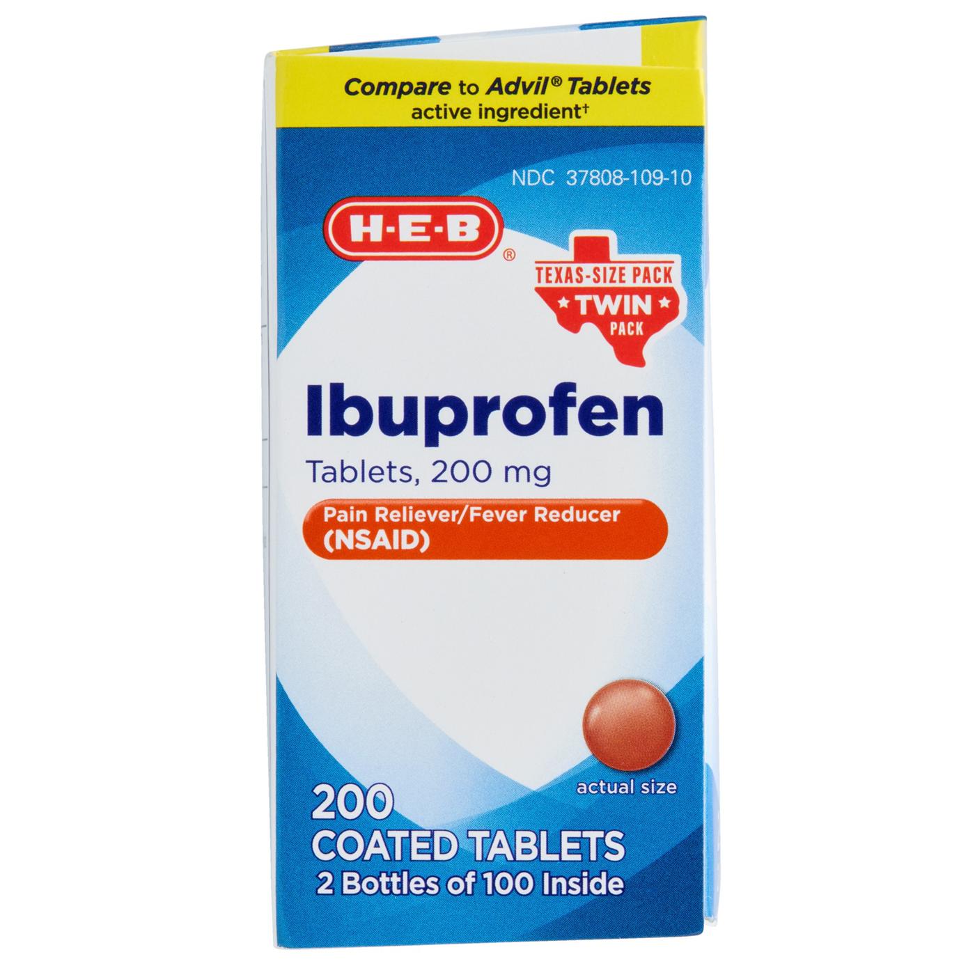 H-E-B Ibuprofen Fever & Pain Relief Coated Tablets – 200 mg Twin Pack; image 1 of 5