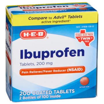 H-E-B Ibuprofen Fever & Pain Relief Coated Tablets – 200 mg Twin Pack, 200-ct