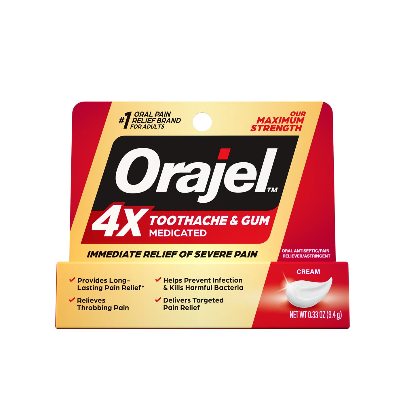 Orajel 4x Medicated Toothache & Gum Instant Pain Relief Cream; image 1 of 2