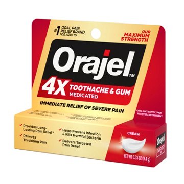 Orajel 4x Medicated Toothache & Gum Instant Pain Relief Cream, 0.33 oz