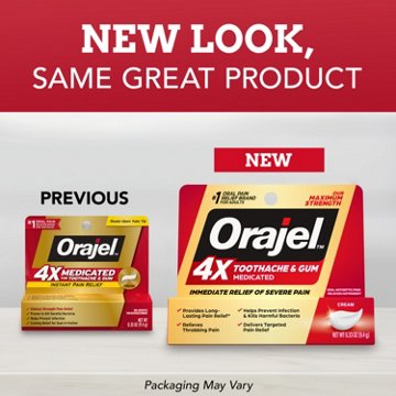 Orajel 4x Medicated Toothache & Gum Instant Pain Relief Cream, 0.33 oz