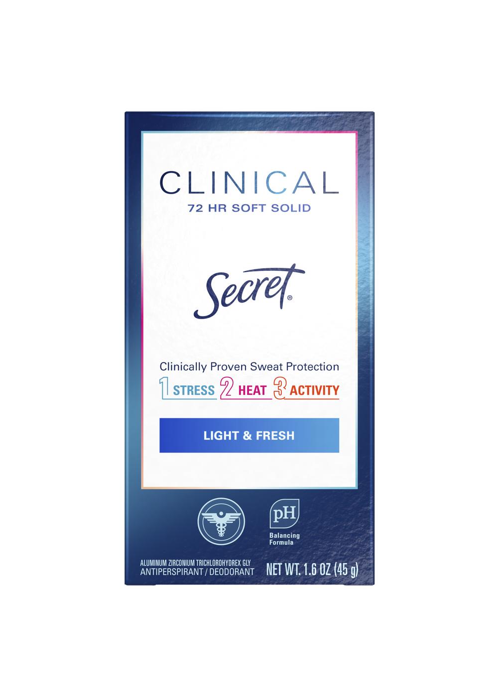 Secret Clinical Strength 48 Hr Soft Solid Antiperspirant - Light & Fresh; image 1 of 7