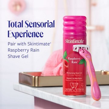 Skintimate Raspberry Rain 4-Blade Disposable Razor, 4 ct