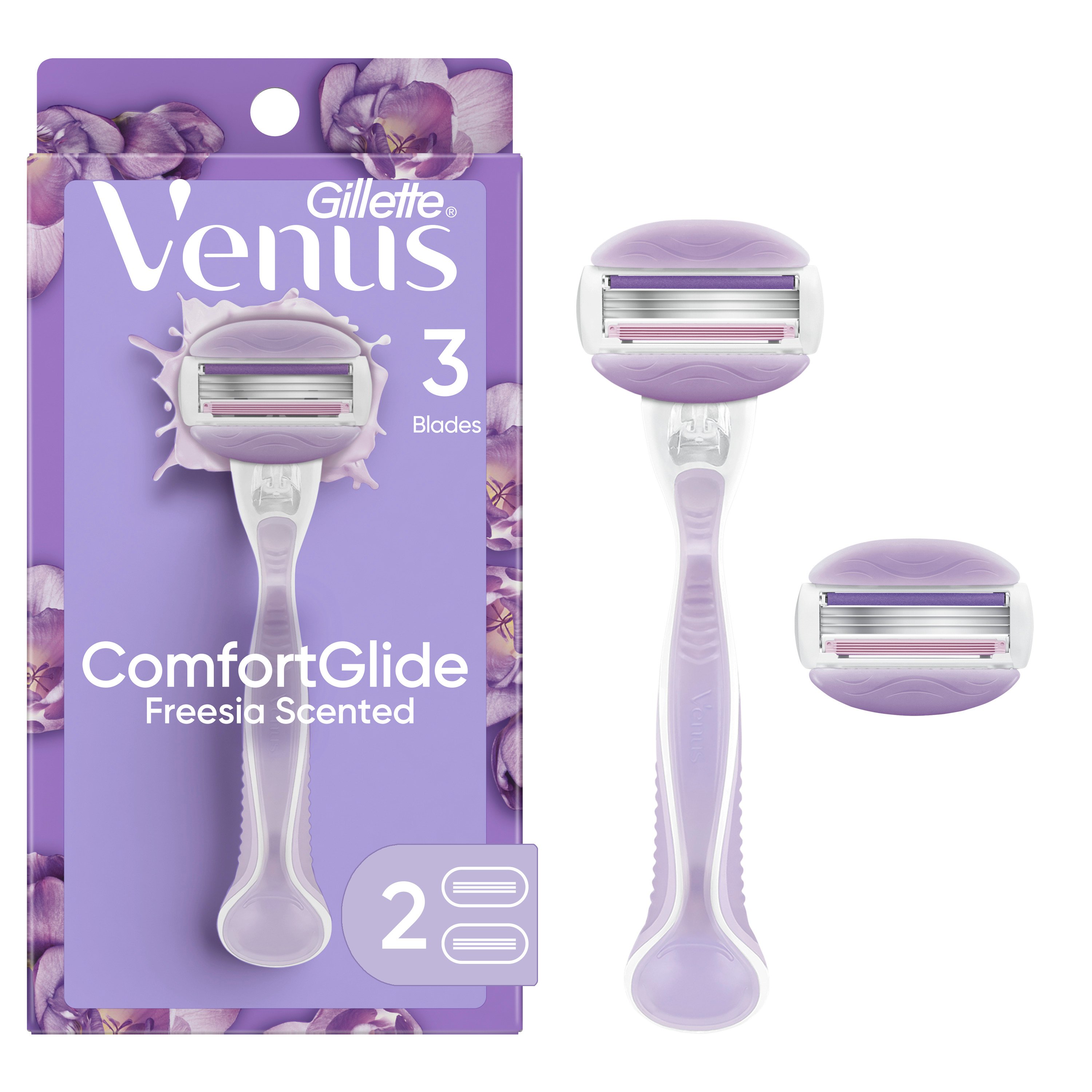 Venus ComfortGlide Women's Razor + 2 Blade Refills, Freesia