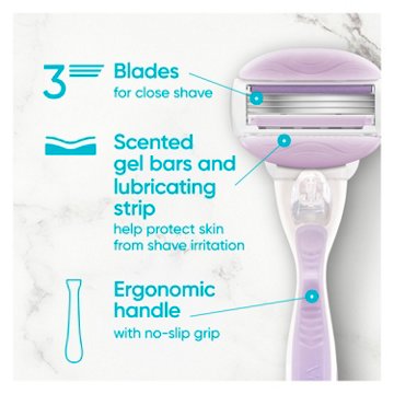 Venus ComfortGlide Women's Razor + 2 Blade Refills, Freesia Scented