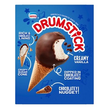 Nestle Drumstick Simply Dipped Vanilla Sundae Cones, 4 ct