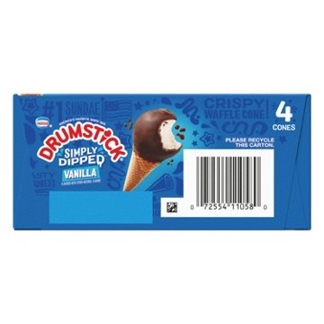 Nestle Drumstick Simply Dipped Vanilla Sundae Cones, 4 ct