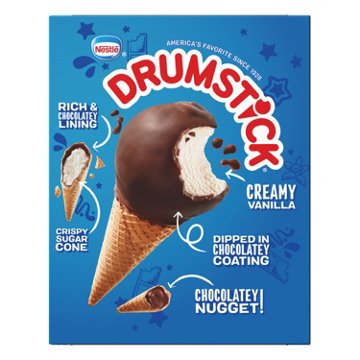 Nestle Drumstick Simply Dipped Vanilla Sundae Cones, 4 ct