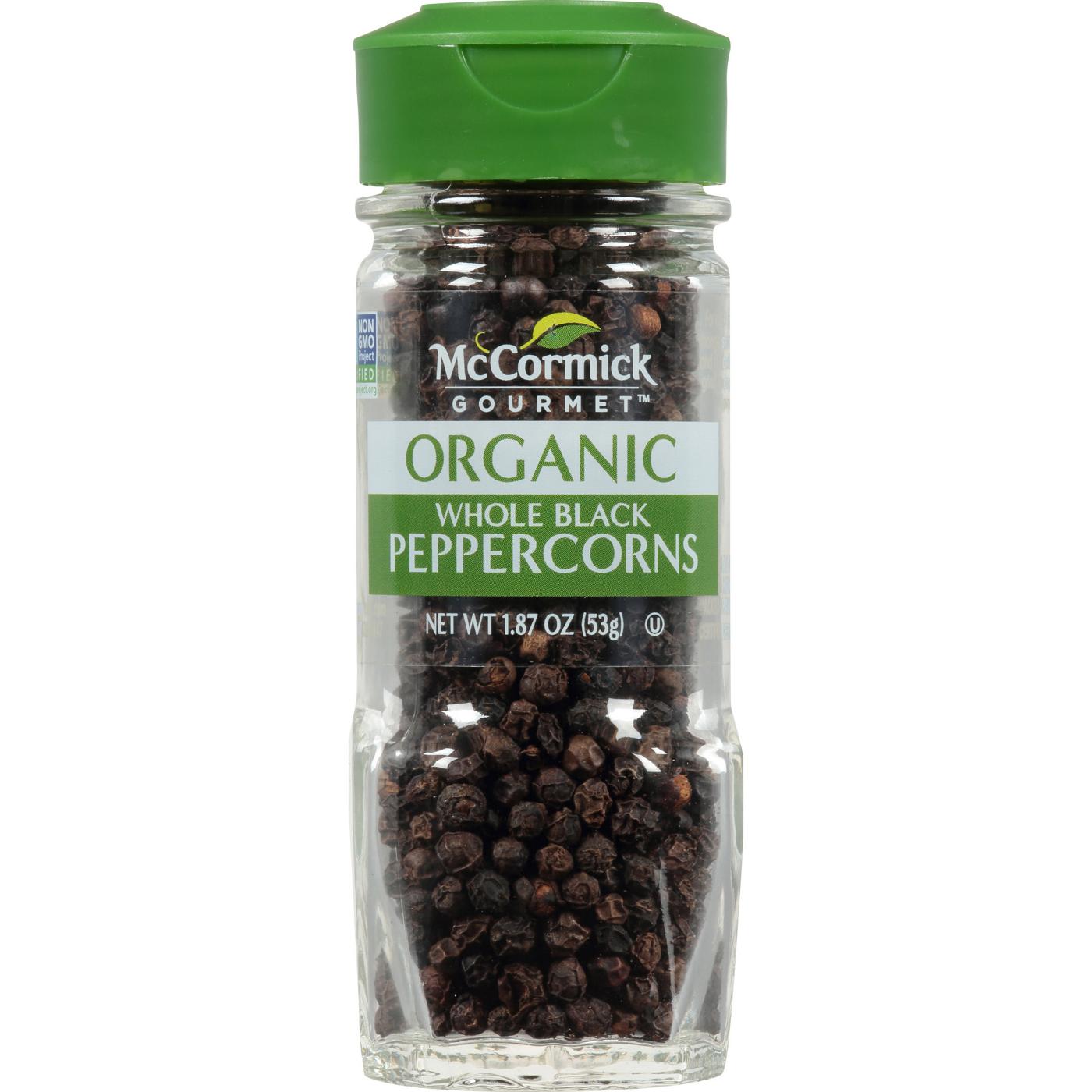 McCormick Gourmet Organic Whole Black Peppercorns; image 1 of 4