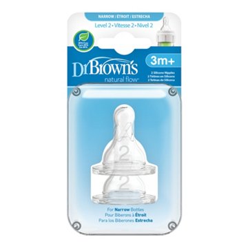 Dr. Brown's Narrow Bottle Silicone Nipples 3+ Months, 2 pk