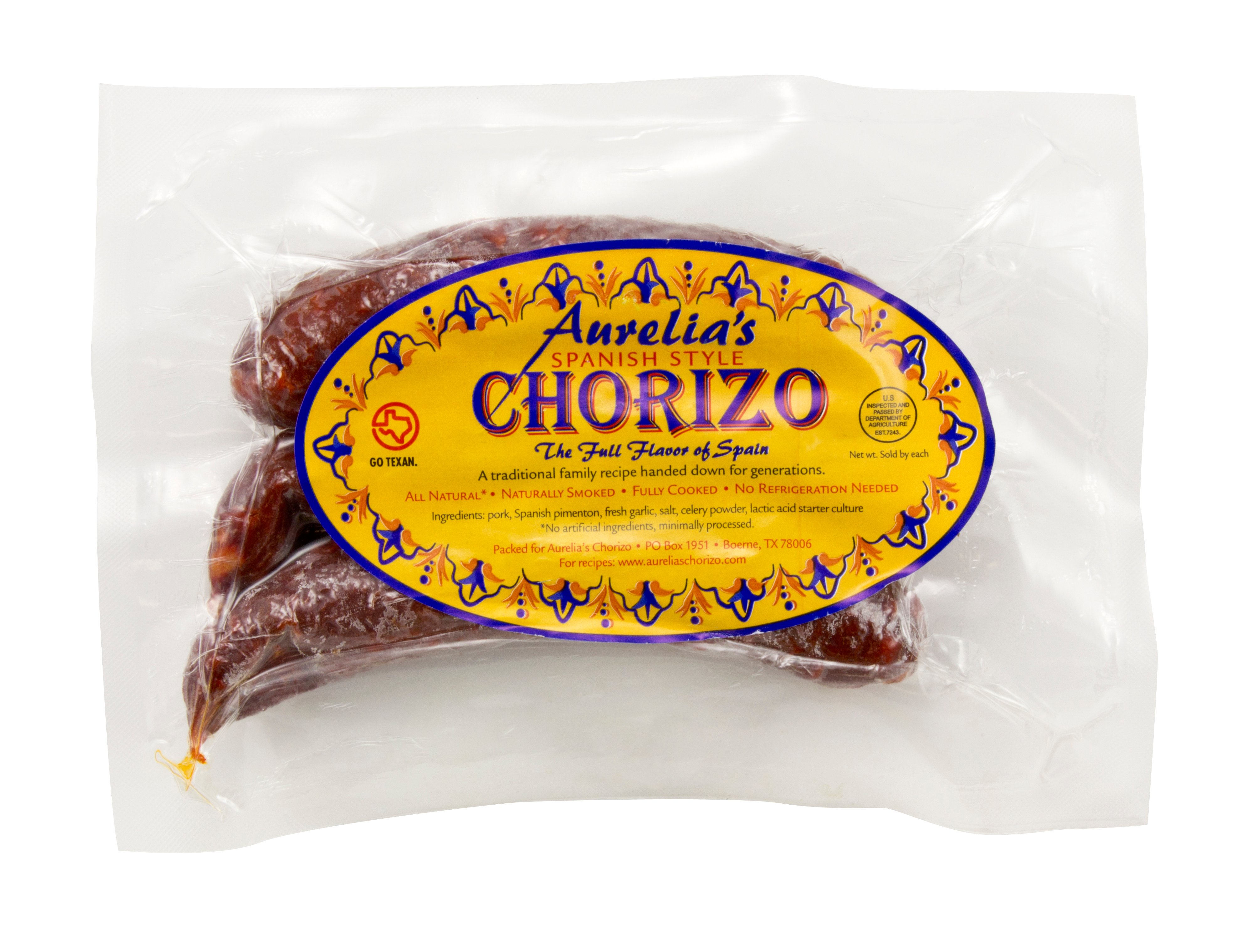 Aurelia's Spanish Style Chorizo, 8 oz